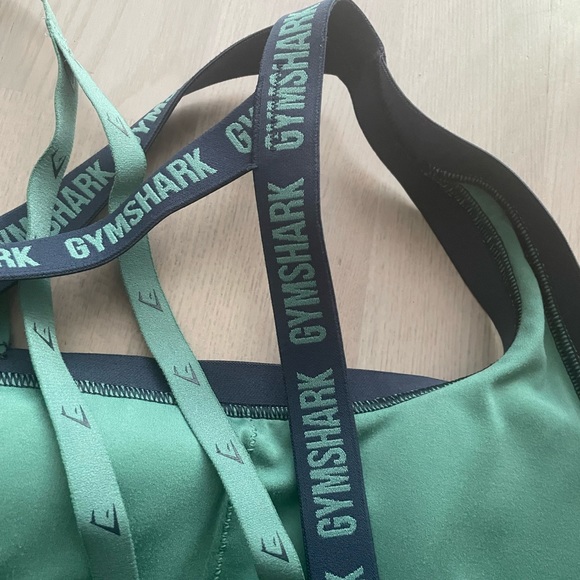 Gymshark Deep Green Strike Sports Bra with Cool Asymmetric Strap Details - Picture 5 of 7